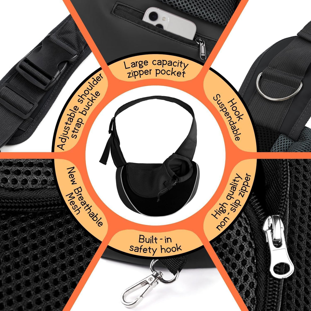 YUDODO Pet Dog Sling Carrier Breathable Mesh Travel Safe Sling Bag Carrier for Dogs Cats (Medium (1