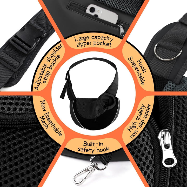 YUDODO Pet Dog Sling Carrier Breathable Mesh Travel Safe Sling Bag Carrier for Dogs Cats (Medium (1