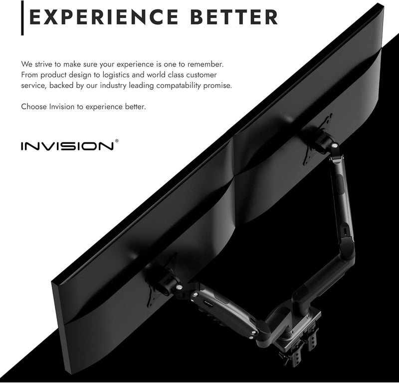 Invision Monitor Halterung 2 Monitore für 19 bis 32-Zoll-Bildschirme – VESA 75 & 100 mm Schreibtisch