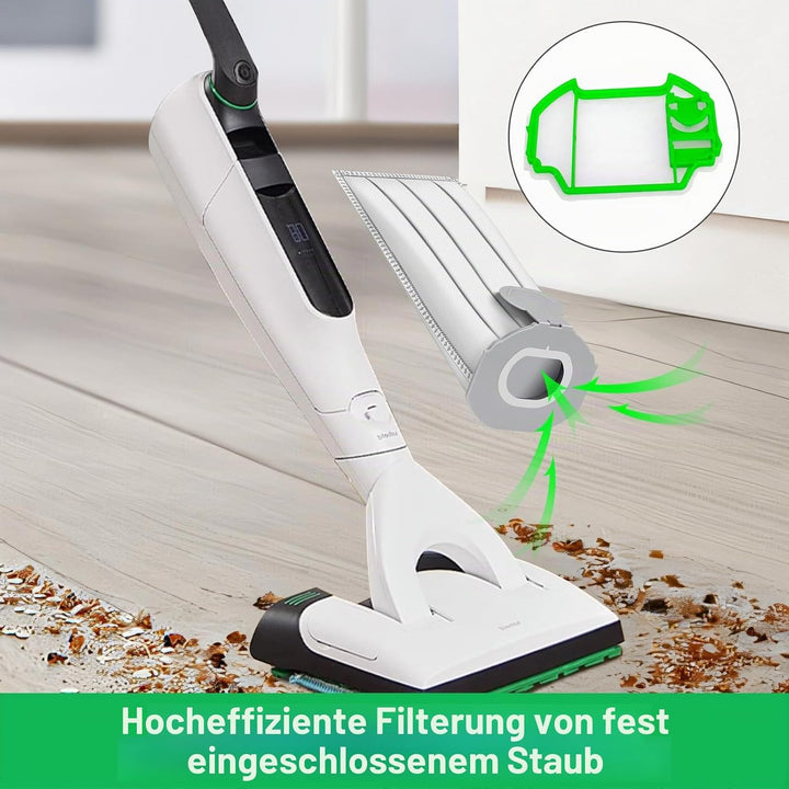 12 Staubsaugerbeutel kompatibel mit Vorwerk Folletto VK7 FP7 VK7S FP7S Staubsaugern, inklusive 12 Fo