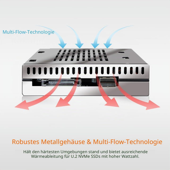flexiDOCK MB021VP-B - Trägerloses U.2 PCIe 4.0 NVMe SSD zu SlimSAS SFF-8654 Wechselrahmen-Gehäuse/in