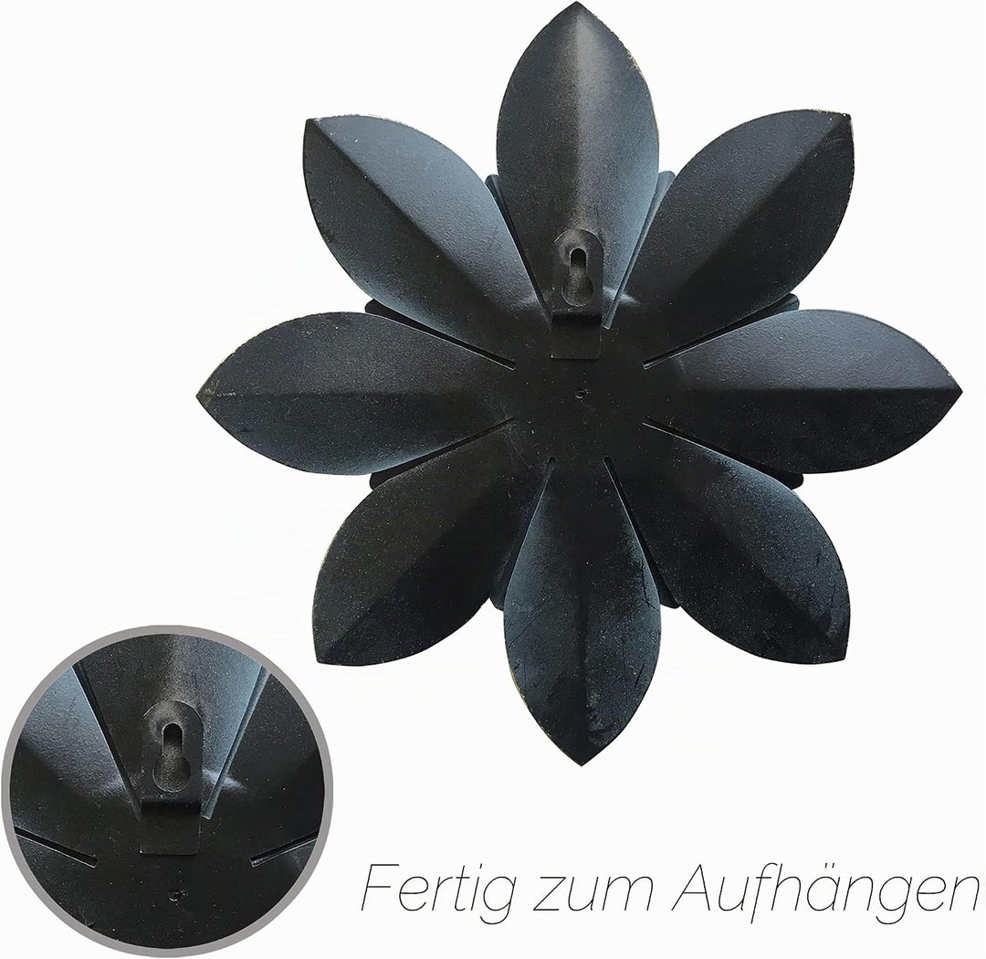 Picfarce Schwarze MetallBlumenWandkunstDekoration, 24,1 cm, rustikale, moderne Blumenskulptur, UsedL