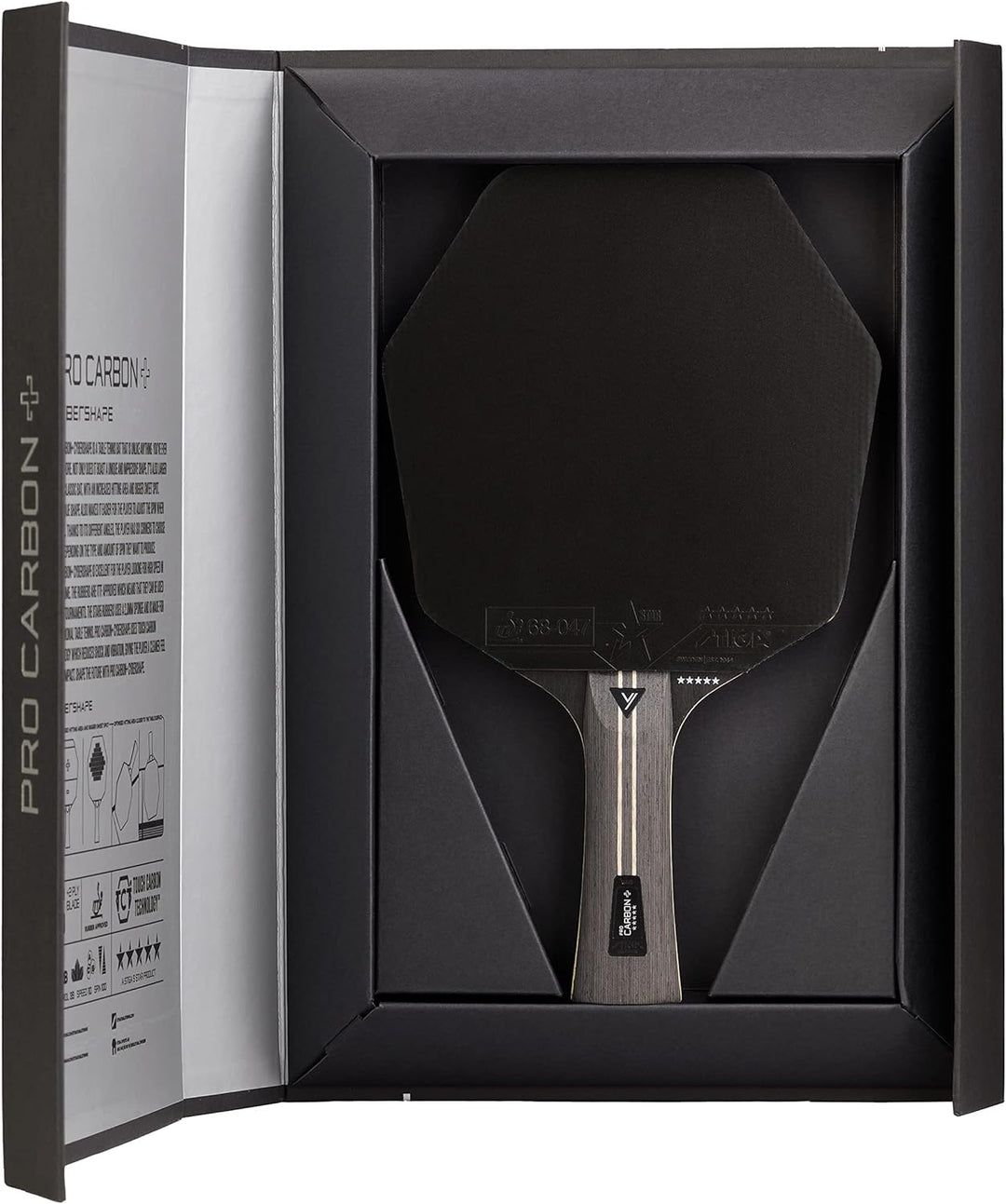 STIGA Pro Carbon+ Cybershape Tischtennisracket, 5-Sterne-Profi-Tischtennisschläger mit sechseckiger