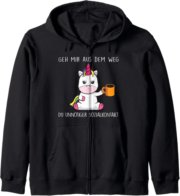 geh mir aus dem weg du unnötiger sozialkontakt einhorn Kapuzenjacke