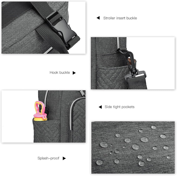 KONO Baby-Wickeltasche, stilvoll, für Mama und Papa, wandelbare Reisetasche mit isolierten Taschen D