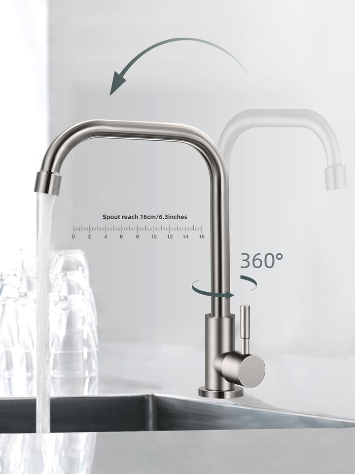 Nur kalter Wasserhahn, Einloch-Küchenspüle, SUS304 Edelstahl, gebürstetes Nickel