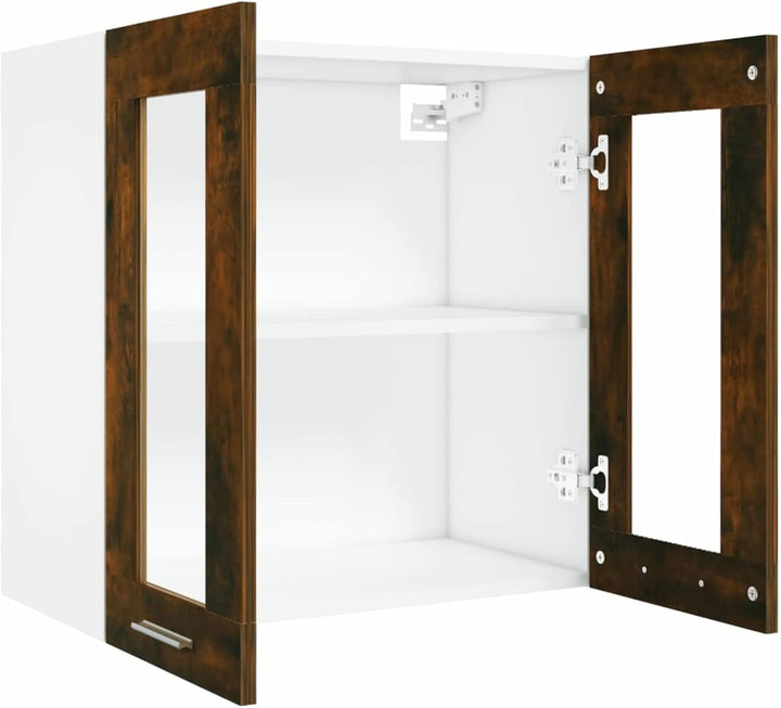 Gecheer Hängeschrank Glas Küche Schrank mit 2 Fächern und 2 Glastüren Küchenzeile Küchenmöbel Küchen