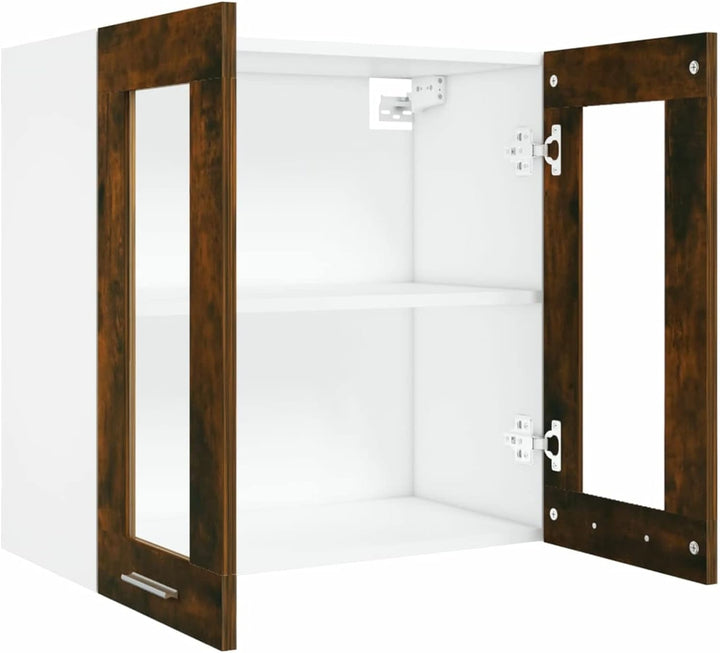 Gecheer Hängeschrank Glas Küche Schrank mit 2 Fächern und 2 Glastüren Küchenzeile Küchenmöbel Küchen