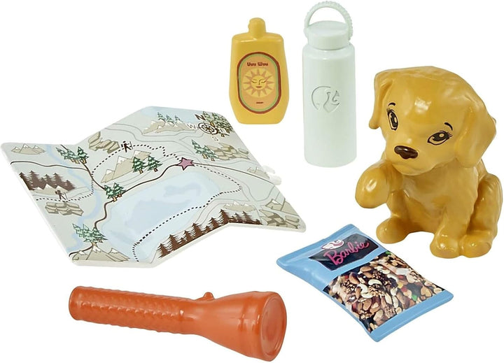 Barbie-Puppe, Wander-Barbie, Wander-Set, Barbie-Zubehör, Hut, Sonnenbrille, Taschenlampe, Karte, Fot