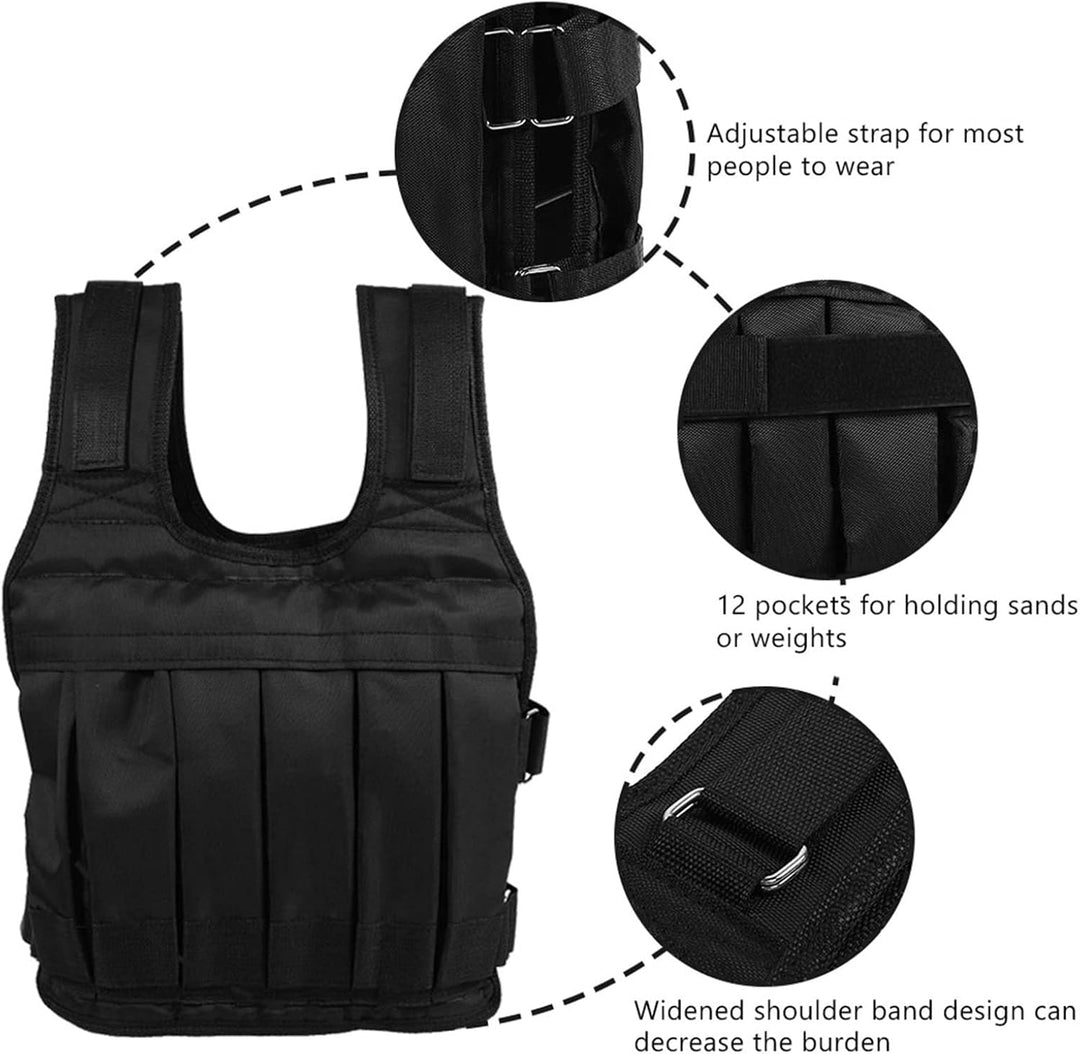 Verstellbare Gewichtsweste, Krafttrainingsweste, 50 Kg, Trainingsjacke, Oxford-Stoff, Stossdämpfung