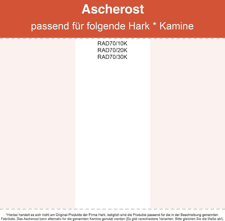 Kaminrost/Ascherost Eckig 298 x 237 x 10 mm passend für Hark ** Kaminöfen inkl. Modellübersicht - As