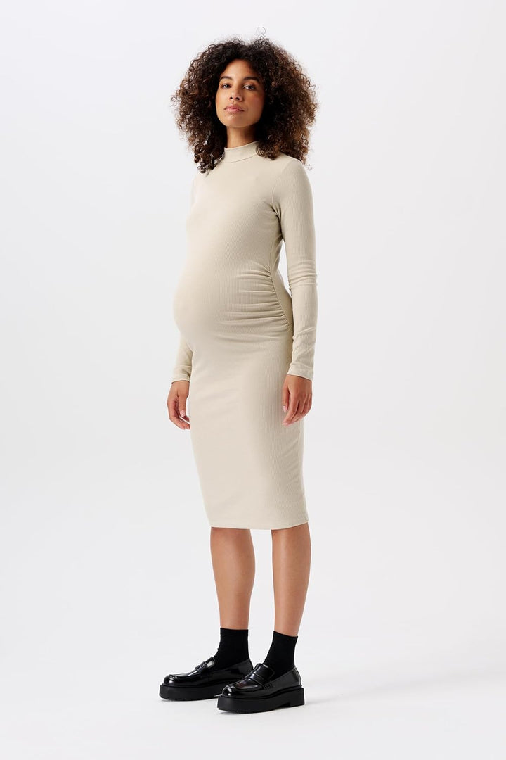 Noppies Damen Aima Rib Dress Ls Kleid XS Light Sand, XS Light Sand