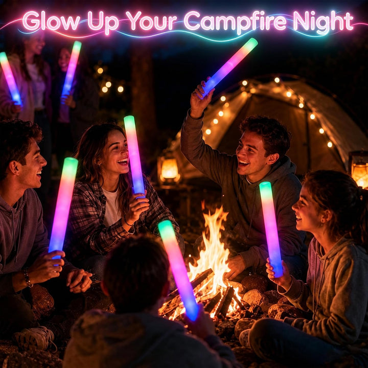 10 LED Schaumstoff Leuchtstäbe, 3 Modi Farbwechsel blinkend, Glow Sticks im Dunkeln, wiederaufladbar