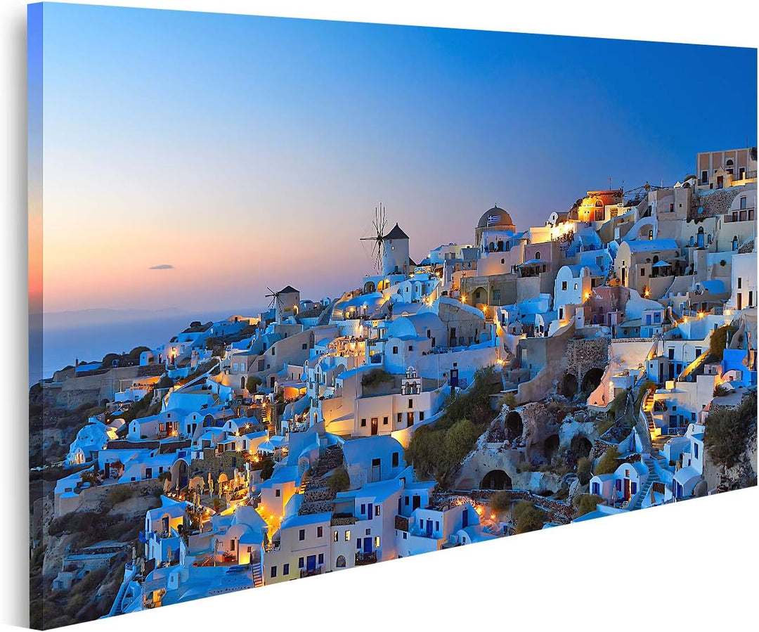 islandburner Bild auf Leinwand Santorini Oia Abend Dorf Insel Griechenland Bilder Wandbilder Poster