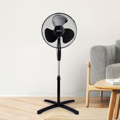 Jocca – Standventilator 40 W/ 3 Geschwindigkeiten/Höhe 45 cm/ 90° neigbarer und oszillierender Kopf/