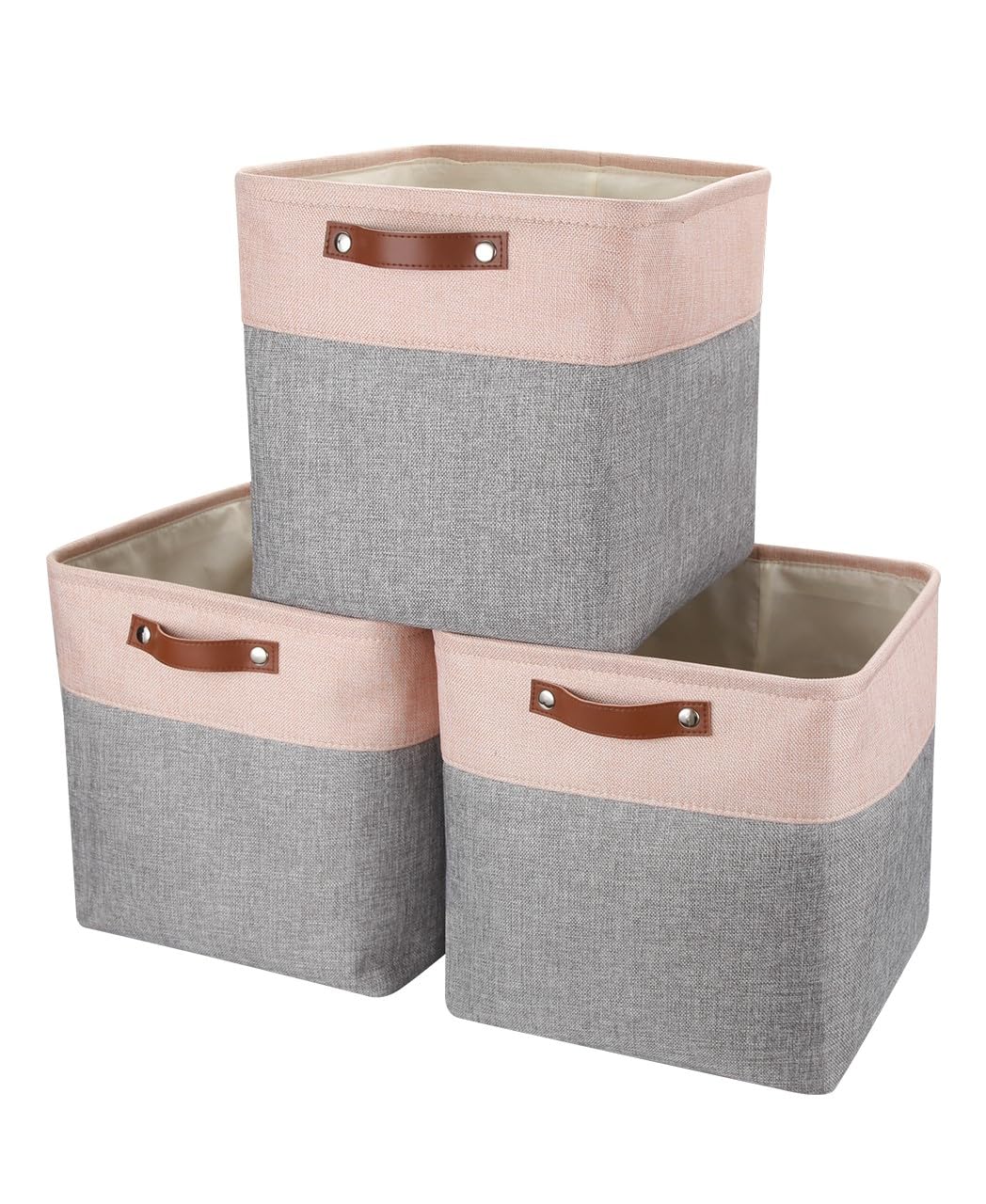 Mangata 25|28|30|33cm Aufbewahrungsbox Stoff, Aufbewahrungskorb für Regal, Korb Aufbewahrung, 3-er P