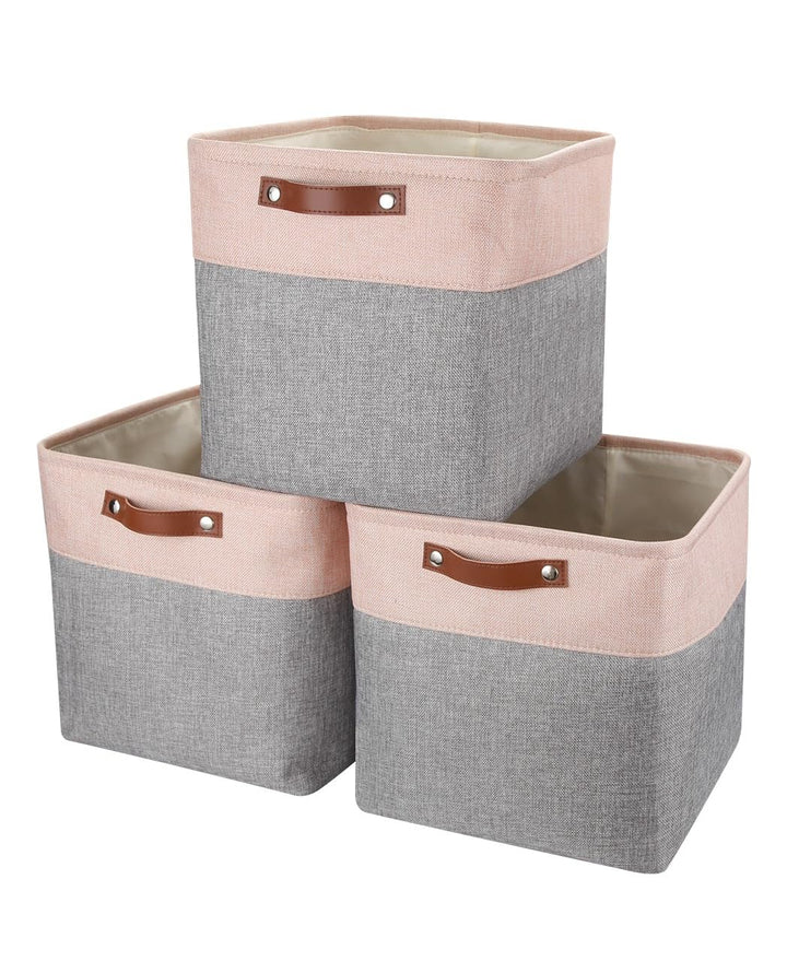 Mangata 25|28|30|33cm Aufbewahrungsbox Stoff, Aufbewahrungskorb für Regal, Korb Aufbewahrung, 3-er P