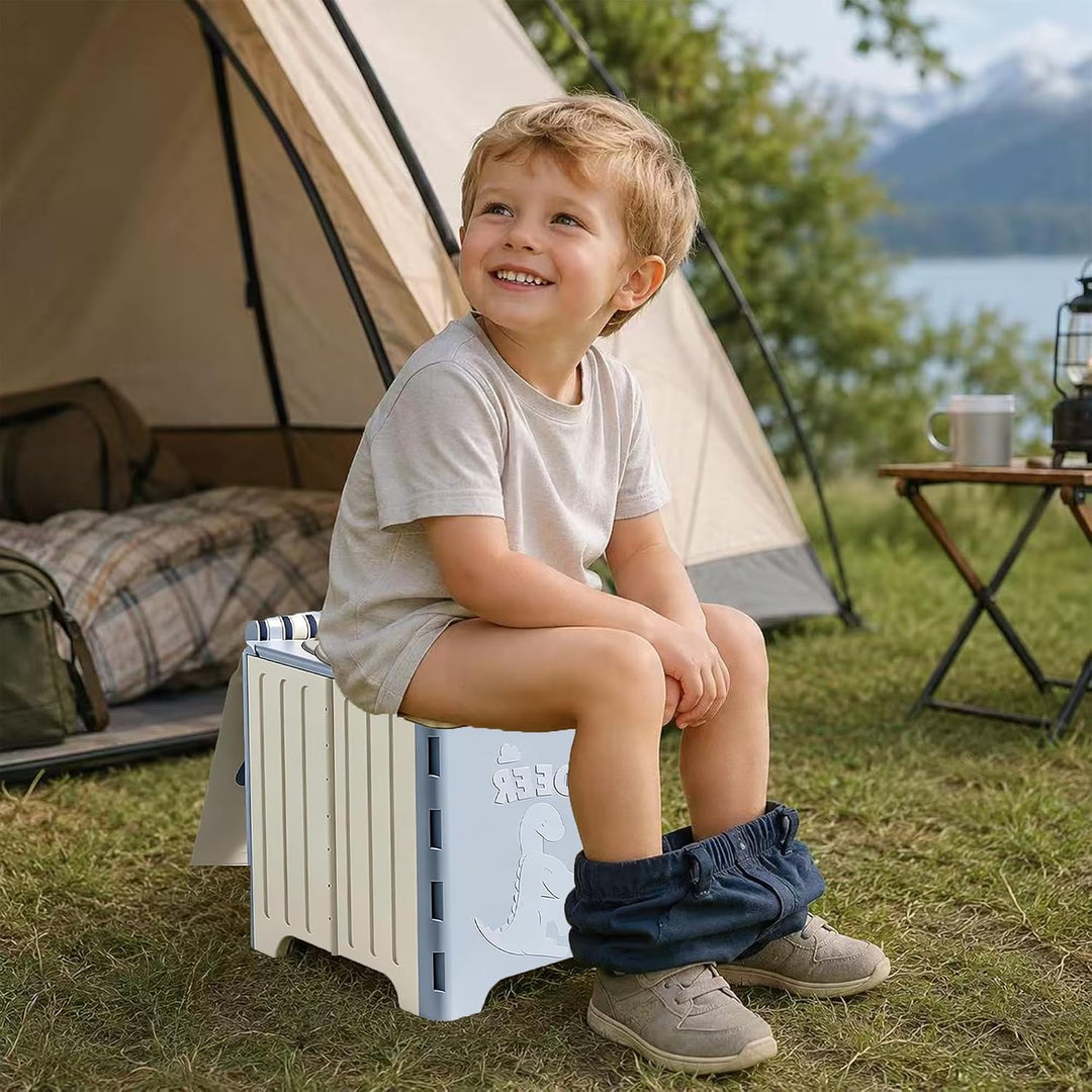 Faltbares Töpfchen für unterwegs, Reisetöpfchen &amp; mobile Reisetoilette Kinder mit PU-Sitz, stabilem