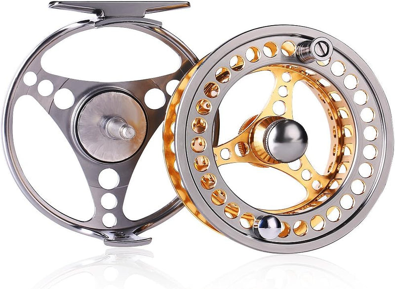 Sougayilang Angelrolle für Fliegenfischen, gross, 2 + 1 BB mit CNC-gefrästem Gehäuse und Spule aus A