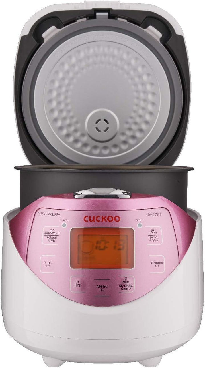 CUCKOO CR-0631F Digitaler Reiskocher klein, Reiskocher Dampfgarer, 1l, Micom Fuzzy Logic, Timer, LCD