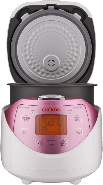 CUCKOO CR-0631F Digitaler Reiskocher klein, Reiskocher Dampfgarer, 1l, Micom Fuzzy Logic, Timer, LCD