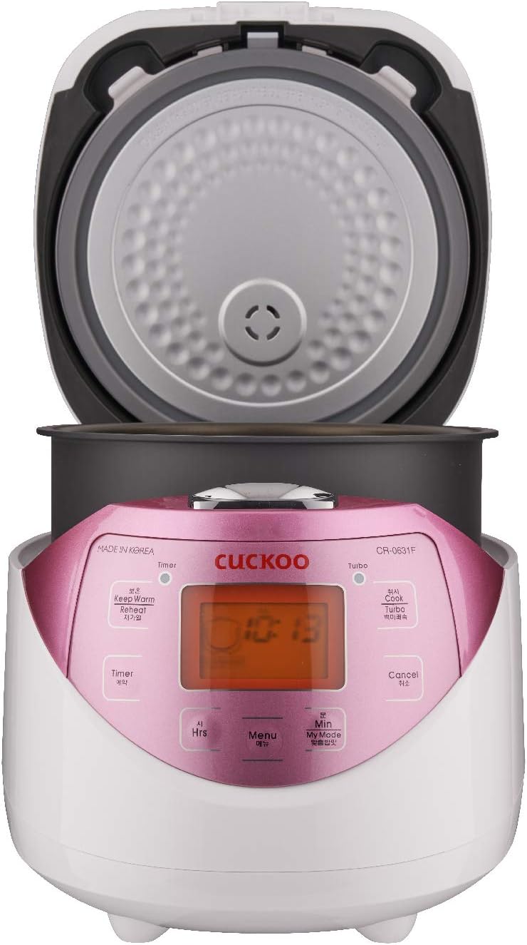 CUCKOO CR-0631F Digitaler Reiskocher klein, Reiskocher Dampfgarer, 1l, Micom Fuzzy Logic, Timer, LCD