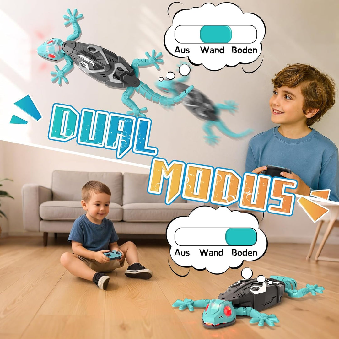 Charmofun Gecko Wandflitzer, Ferngesteuerter Gecko an der Wand Spielzeug, Mit Leuchtenden Led-Augen,