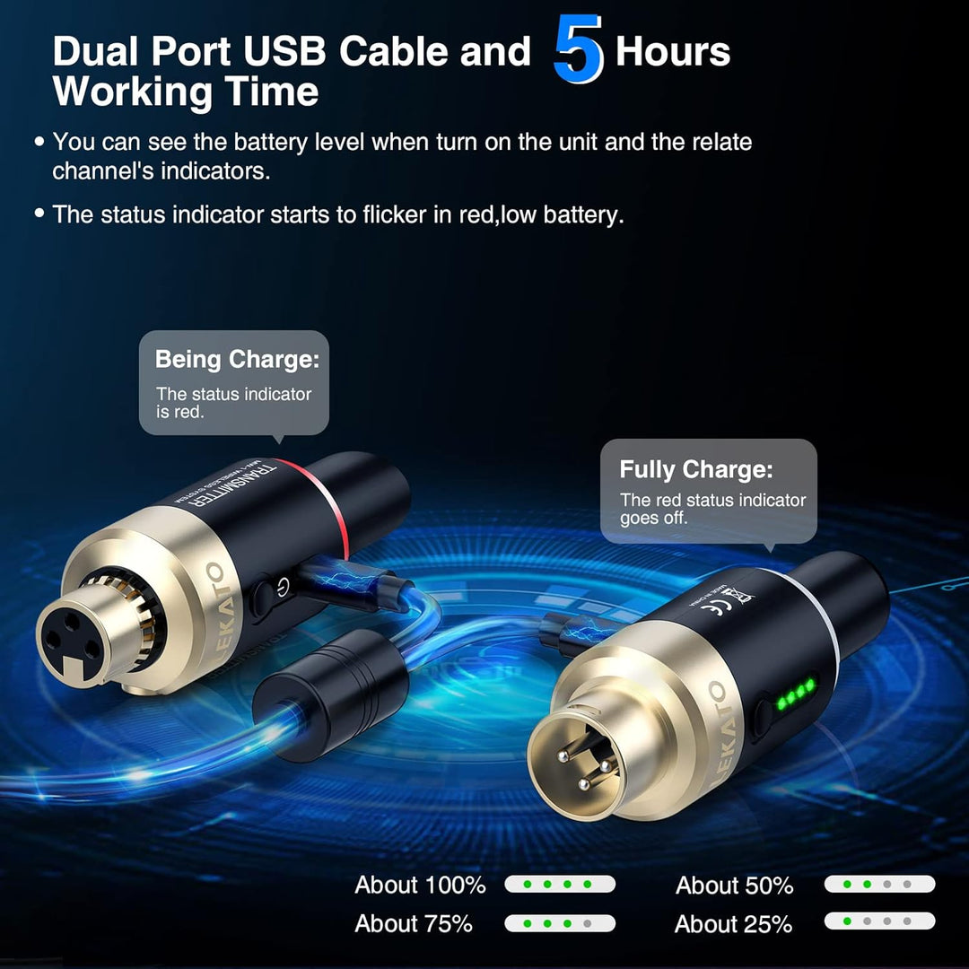LEKATO 5,8 Ghz Wireless Mikrofon Sender Empfänger Plug-on XLR Mikrofon Wireless System für dynamisch
