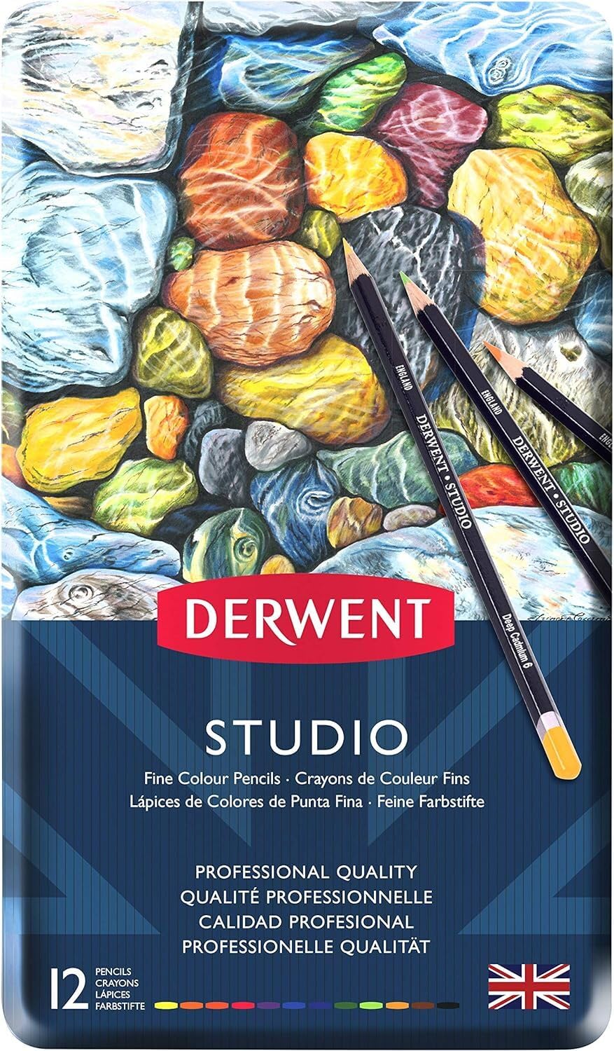 Derwent Studio Buntstifte, Zeichnen & Ausmalen, 12er-Set, Ideal für Illustrationen & Detaillierung,