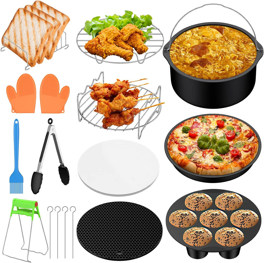 COLFULINE 17PCS Heissluftfritteuse Zubehör Airfryer Zubehör klein, Luftfritteusen Zubehör mit Brotba