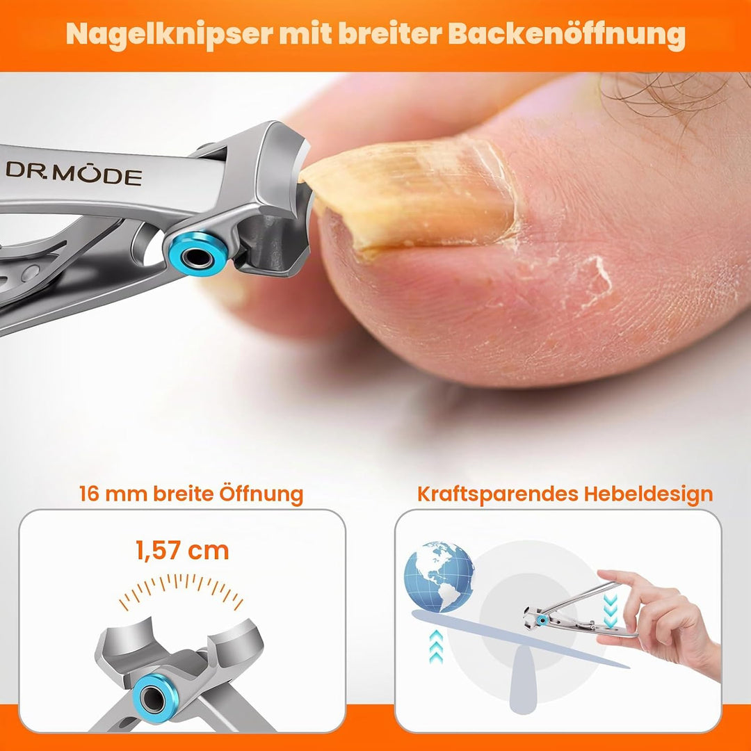 Profi Nagelknipser für Fussnägel, DRMODE Gross Zehennagelknipser für Senioren Dicke Näge mit Breiter
