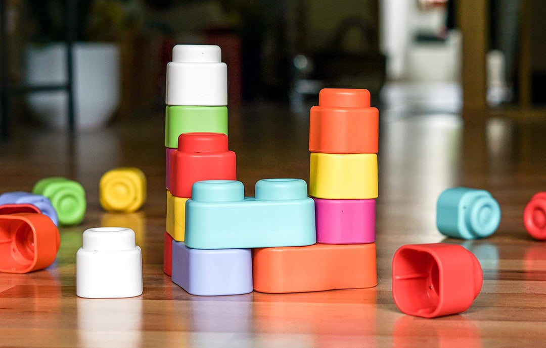 Clementoni Soft Clemmy Bausteine im Beutel (24 Stück) - Weiche Bausteine für Babys & Kleinkinder ab