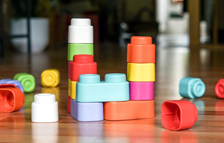 Clementoni Soft Clemmy Bausteine im Beutel (24 Stück) - Weiche Bausteine für Babys & Kleinkinder ab