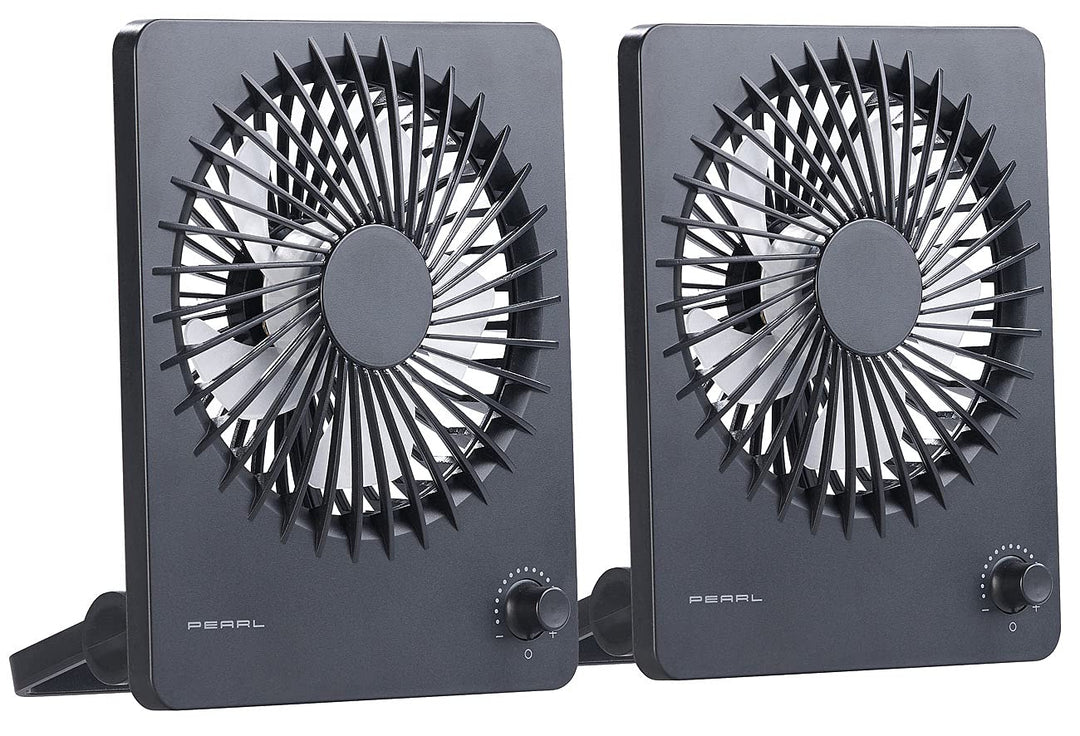 PEARL Reiseventilator: 2er-Set Kompakter Akku-Tisch- & Wandventilator, stufenlos einstellbar (Ventil