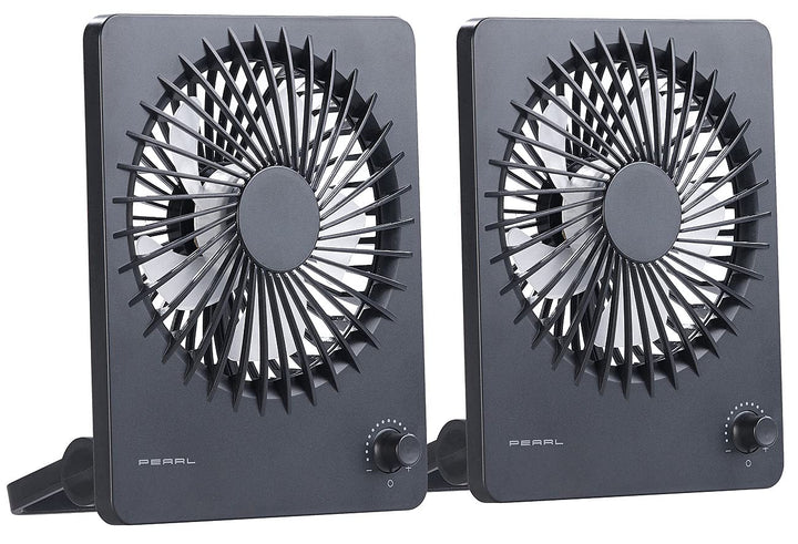 PEARL Reiseventilator: 2er-Set Kompakter Akku-Tisch- & Wandventilator, stufenlos einstellbar (Ventil