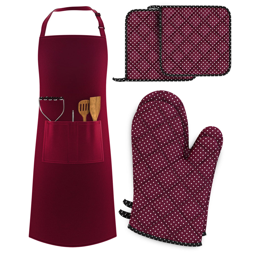 LEFUNDA® Kochschürze Wasserdicht Schürze mit 3 Taschen Verstellbare Grillschürze mit langen Bändern