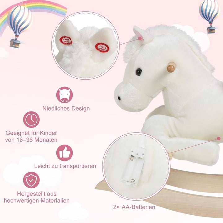 WOLTU Schaukelpferd Baby Schaukeltier Schaukelsitz Plüsch Schaukelspielzeug mit Gurt,PP-Baumwolle, W