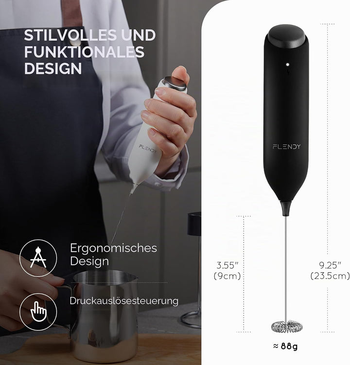 Wiederaufladbarer Hand Milchaufschäumer Stab, Aufschäumer Stab mit USB-C Ladehalterung, Mini Milchau