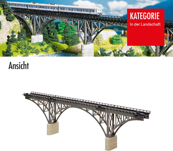 FALLER Stützbogenbrücke Modellbausatz mit 60 Einzelteilen 400 x 32 x 105mm I Modelleisenbahn Zubehör