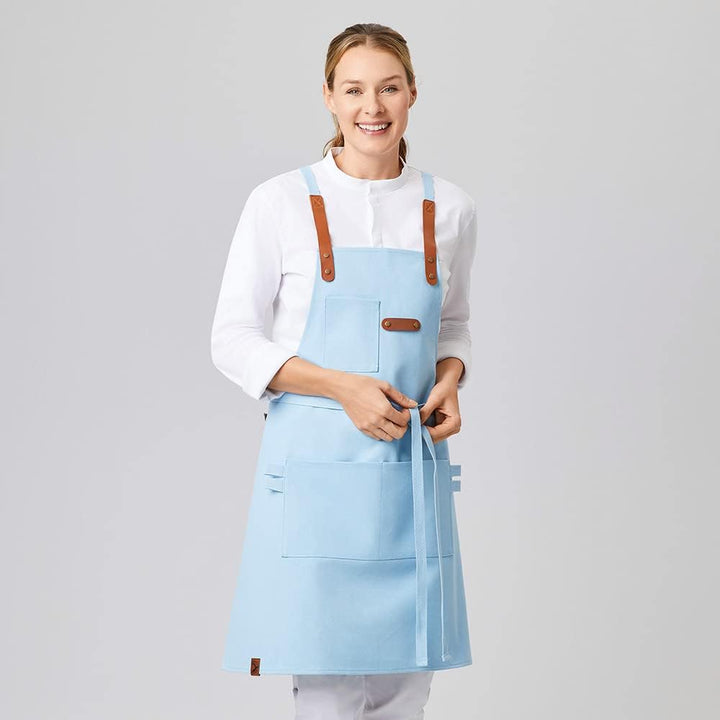 EXNER Grill- & Latzschürze aus 100% Baumwolle – Robuste Canvas-Schürze mit Taschen & Kreuzbindung –