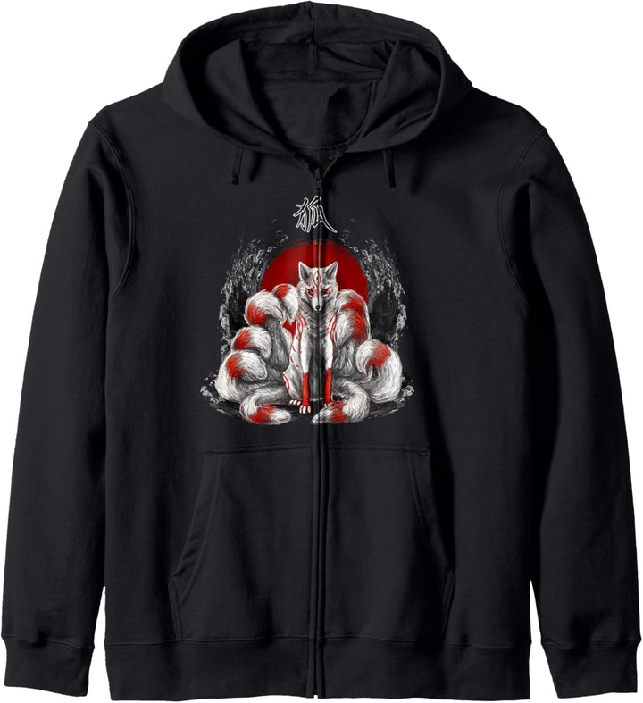 Japanische Nine Tailed Fox Kitsune Kapuzenjacke