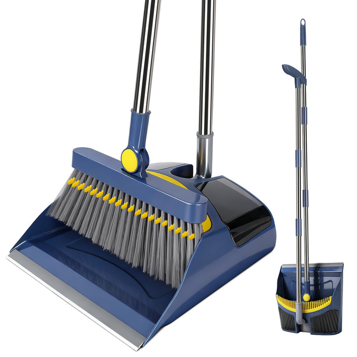 Besen und Kehrschaufel Set,Masthome Besen mit Stiel,Aufrecht Kehrschaufel mit Langem Stiel,Broom and