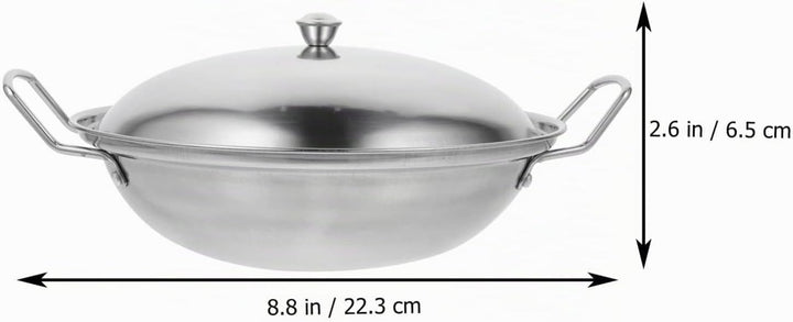 1 Set Mini Edelstahl Wok Pfanne Mit Griff Deckel, Suppentöpfe Küchenkochgeschirr Für Gasinduktion Od