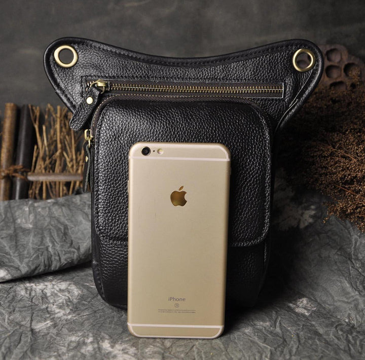 Le'aokuu Herren Echtes Leder Tasche Beinbeutel Beintasche Aussenbeintasche Hüfttasche Drop Leg Thigh