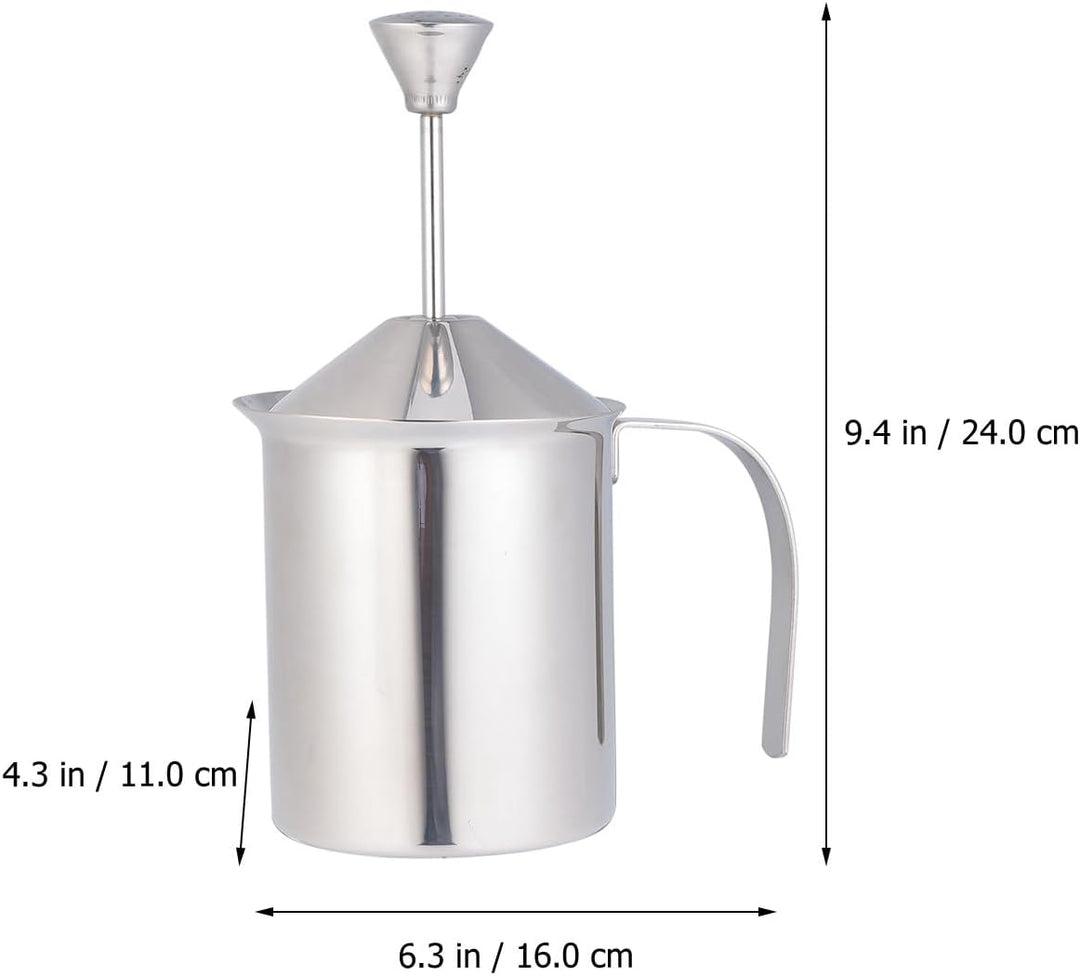 TOYANDONA Milchaufschäumer aus Edelstahl 800 Ml Manuell mit Doppel Sieb für Dicken Milchschaum Kaffe