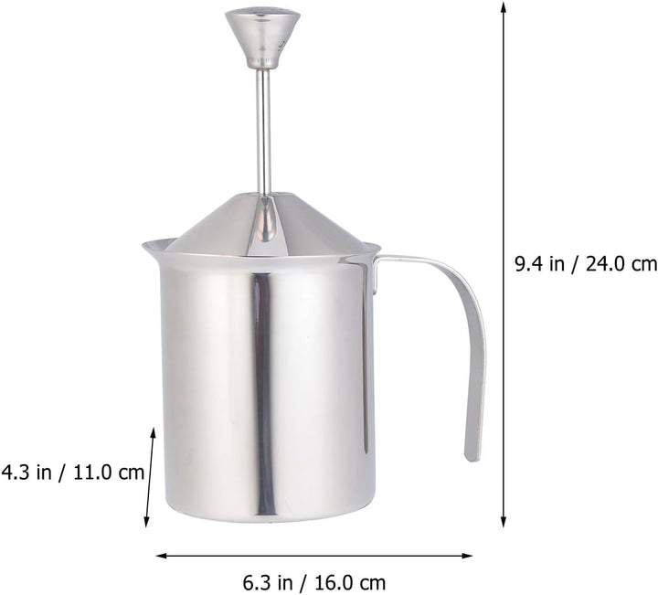 TOYANDONA Milchaufschäumer aus Edelstahl 800 Ml Manuell mit Doppel Sieb für Dicken Milchschaum Kaffe