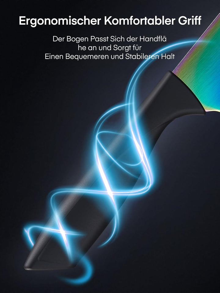 D.Perlla Messerblock, 16-TLG Messer set, Regenbogenfarbe Titanbeschichtung Messer mit Acryl Messerha
