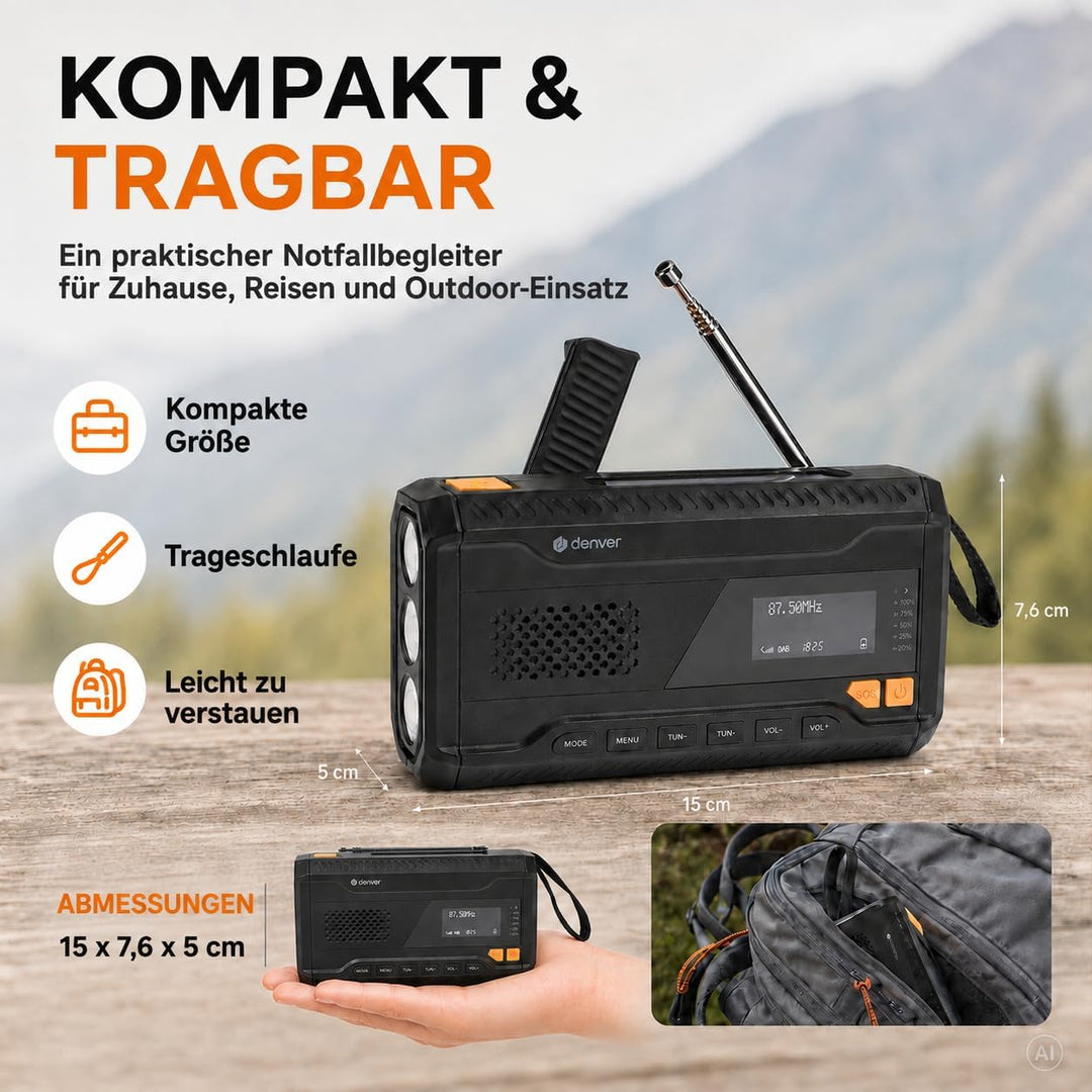 Denver DAB+/FM Solar Crank Radio mit Akku SCD-2033