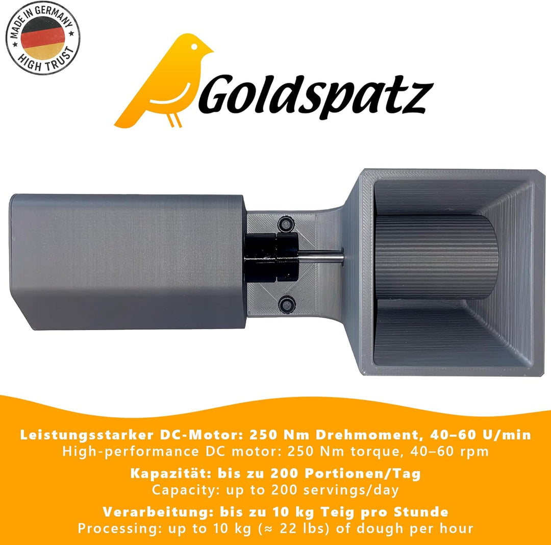 Profi MAX Plus elektrische Spätzlemaschine - mit Elektromotor, Edelstahlkurbel & Klemme - für bis zu