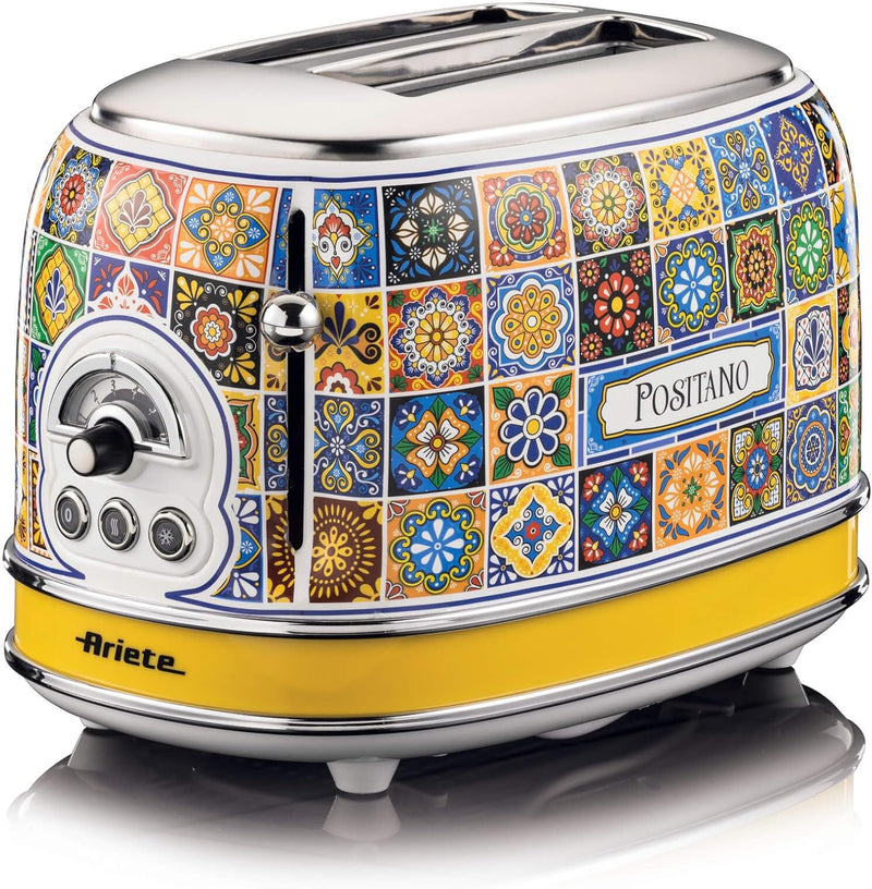 Ariete 155 Toaster Positano, 810 W, 2 Scheiben, 6 Bräunungsstufen, Krümelschublade, Defrost-Funktion